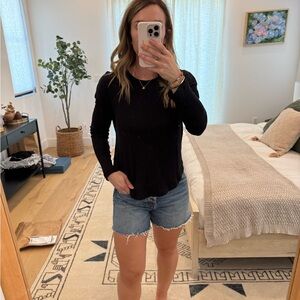 Splendid Black Fitted Long Sleeve Tee